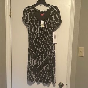 Sunny Leigh Black and White Puff Sleeve Sheath Dress